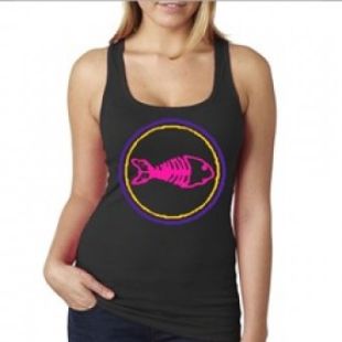 FISH BONE : T-shirt Tank Top Pink Fish 